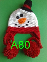 60piece/lot cartoon Snowman hat,crochet Baby hat 100% cotton Children EarFlap Beanies Caps Toddler Crochet Hats free shipping 2024 - buy cheap