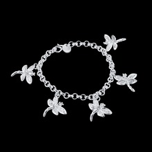 Hot Silver color dragonfly pendant bracelet with zircon top quality sweet style jewelry woman beautiful birthday gift 2024 - buy cheap