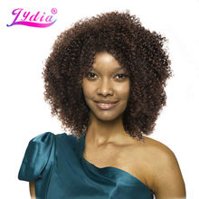 Lydia Afro Kinky Curly Synthetic Wigs Nature color Short Women Wigs Kanekalon Heat Resistant African American Nature Wigs 2024 - buy cheap