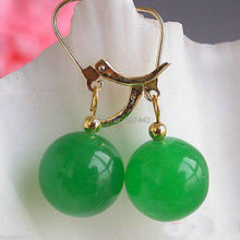 Wholesale free shipping >>>>>Natural Green stone Round stone Leverback Earrings Dangle Earring 2024 - buy cheap