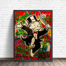 Scrooge Monopolyingly денежная живопись на холсте, мультфильмы с принтом, домашний декор для спальни, Современное украшение на стену, живопись маслом, постер, картина 2024 - купить недорого