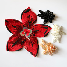 1pc 3d red flower Rhinestone beaded patches for Clothing Sew on Sequin Applique decorative parches for bags hat coats 2024 - buy cheap
