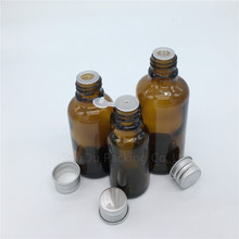 Garrafa de vidro âmbar, frascos de óleo essencial com tampa de alumínio perfume garrafas 5ml 10ml 15ml 20ml 30ml 50ml 100ml 2024 - compre barato