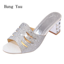 Woman Sandals Shoes 2018 Summer Style Wedges Pumps High Heels Rhinestone Gladiator Sandals Shoes Women Fashion Slippers Shoes 2024 - buy cheap
