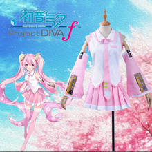Anime New Vocaloid Sakura Miku Cosplay Costume Hatsune Miku Girls Ruffles Shirt Socks Sexy Sleeveless Dress Pink Skirt in Stock 2024 - buy cheap