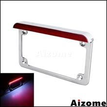 Soporte de aluminio para matrícula de motocicleta, 7x4 pulgadas, Marco para matrícula con luz trasera LED, lámpara de freno para Harley Cafe Racer, personalizado 2024 - compra barato