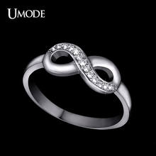 UMODE-anillo infinito de circonia cúbica para mujer, sortija con 8 formas de nudo, Color oro blanco, grado superior, pequeño, UR0142 2024 - compra barato