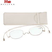 Meeshow óculos de leitura de titânio unissex, armação de óculos de papel ultra fino de bolso, óculos de leitura dourado + 2.0 2024 - compre barato