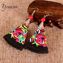 Yesucan-pendientes colgantes de hilo para mujer, aretes largos, Estilo Vintage, étnico, Bordado hecho a mano, bohemio 2024 - compra barato