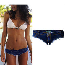 Calças jeans femininas de cintura baixa, sexy verão, justa, elástica, mini, calças curtas, bumbum, exposto, noite, clube, mulheres, azul 2024 - compre barato