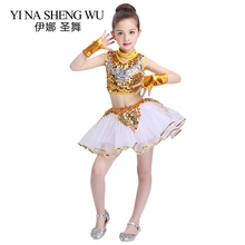 Jazz Dance Costumes for Girls Sequins Clothing Kids Performance Pettiskirt Gauze Modern Dance Clothes Children Stage Show Set 2024 - buy cheap