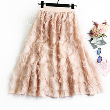 2022 Summer New Arrival Korean Style Chiffon Skirt Fringed Feather High Waist A-line Skirt Saias Longas Casuais Free Shipping 2024 - buy cheap