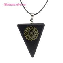 Natural obsidian 7 chakra Pendant characteristic Fashion jewelry design carved Chakra triangle Necklace stone Reiki Healing 2024 - buy cheap