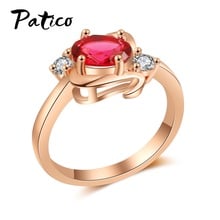 Oval Cubic Zirconia Jewelry Rose Gold Color CZ Crystal Rings Red Green Purple Fashion Women Drop Shipping Finger Gift 2024 - buy cheap