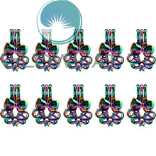 10x C268 colores del arco iris Bowknot cuentas jaula joyería haciendo Perfume esencial aceite difusor perla jaula medallón colgante 2024 - compra barato