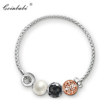 Bracelets Link Chain Pearl Arabesque 925 Sterling Silver Fashion Jewelry For Women Men  Trendy Gift Europe Karma Bead Bracelet 2024 - buy cheap