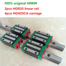 Hiwin carrinho de guia linear 2 peças, 100% original hiwin hgr25 200mm 300mm 400mm 500mm 600mm 700mm 800mm + 4 peças hgh25ca hiwin 2024 - compre barato