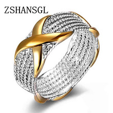 Silver color Rings Bridal Luxury Letter X Cross Infinity Stackable Wedding Rings for Women Wedding Party Jewelry Gifts 2024 - buy cheap