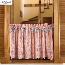 Short Curtain For Kitchen Door Half Curtains Pastoral Dark Pink Lace Short Blinds For Home Cafe Living Room Bedroom 1Piece 2024 - buy cheap