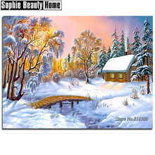 DIY diamante bordado 5D cristales diamante mosaico nieve casa árbol diamante pintura Cruz puntada Kits diamantes regalo 187134 2024 - compra barato