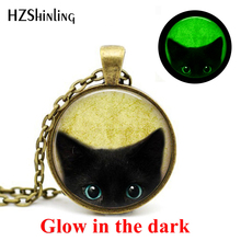 2019 New Fashion Glowing Jewelry Lovely Black Little Cat Necklace Cute Kitty Pendants Kitten Glow in the Dark Jewelry 2024 - buy cheap