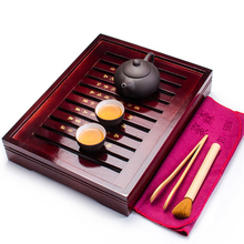 Drinkware Chinese Yixing Mini zisha purple sand Kung fu tea set Solid wood tea tray tea pot cup ceremony teapot set 2024 - buy cheap