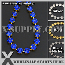 SS38(8mm) Metal Round Rhinestone Cup Chain for Jewelry,Sapphire Rhinestones in Raw Brass Chains(No Plating Colors) 2024 - buy cheap