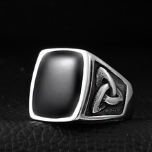 Punk Style Celtics Concentric Knot Rings Geometric Square Mens Signet Ring Black Titanium Steel Vintage Jewelry size 7-13 2024 - buy cheap