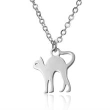 1PC Lovely Cat Animal Pendant Link Chain Necklace Simple Silver Color Stainless Steel Necklace Accessories Gift For Women Men 2024 - buy cheap