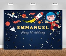 Custom Astronaut Signage Rocket Galaxy Space Birthday Planet backdrop   Computer print party background 2024 - buy cheap