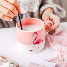 Творческий Фламинго керамическая чашка подарок любовника утренняя кружка молоко кофе чай завтрак керамическая чашка s подарок на день рождения 2024 - купить недорого