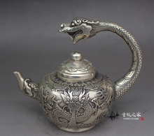 Very rare Qing Dynasty silve teapot,Dragon spit water,Free shipping 2024 - buy cheap