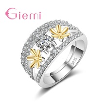 Cute Summer Styles Pure 925 Sterling Silver Girls Party Flowers Design Band Rings Accessories for Women Wedding Bague 2024 - buy cheap