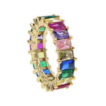 Compromiso, cz anillo cz eternidad banda de zirconia arcoiris elegancia de moda de lujo color oro de la joyería para las mujeres 2024 - compra barato