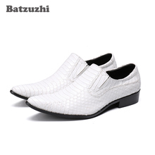 Batzuzhi Zapatos Hombre Formal Business Leather Shoes Pointed Luxury Handmade Wedding Shoes Men White Python pattern, Big US6-12 2024 - buy cheap