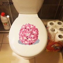 Zttzdy adesivo de decoração de banheiro romântico 21.8*21.6cm rosa hortência desenho animado para casa parede decalque decoração 2024 - compre barato
