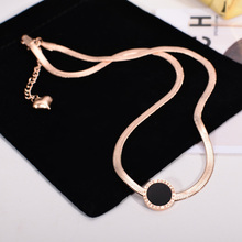 YUN RUO 2019 Hot Sell Rose Gold Color Black Round  Choker Necklace Snake Chian Fashion Titanium Steel Woman Jewelry Never Fade 2024 - buy cheap