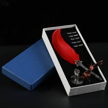 Classical Swan Feather Quill Metal Nib Dip Writing Ink Set Fountain Pen Gift Set Birthday Gift for Friends Red Fountain Pen 2024 - buy cheap