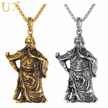 U7 Men Statement Necklace The Three Kingdoms Figure Guan Yu Chinese Jewelry Gold Color Stainless Steel Chain & Pendant 2017 P164 2024 - buy cheap