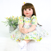 Силиконовая виниловая Кукла-младенец, 60 см, Реалистичная кукла для новорожденных девочек, малышей, 24 дюйма, longhair, принцесса, игровой домик, кукла, игрушка на день рождения 2024 - купить недорого