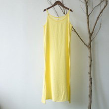 Женское длинное Летнее шелковое платье-комбинация из хлопка и льна 2024 - купить недорого