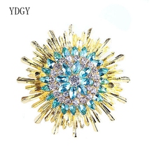 Ydgyluxury-broches de flores, cristal esmaltado de girasol, broche, accesorios de moda 2024 - compra barato