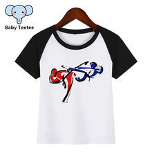 Забавная футболка для маленьких мальчиков и девочек с принтом в Корейском стиле тхэквондо детские летние топы с круглым вырезом, футболка для маленьких девочек повседневная детская одежда 2024 - купить недорого