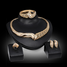 Conjunto de joyas africanas para mujer, Accesorios DE BODA nupciales de Color dorado, collar, pendientes, brazalete, anillo, envío gratis 2024 - compra barato