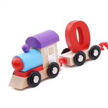 Novo mini trem digital de madeira número do alfabeto educacional crianças bloco construção babytrain ferroviário brinquedo para crianças 2024 - compre barato