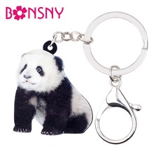 Bonsny chaveiros de acrílico panda chinês lindos, chaveiros, novidade animal joias para mulheres meninas adolescentes bolsa charmoso original 2024 - compre barato