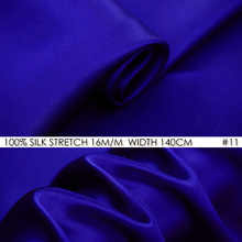 SILK STRETCH SATIN 140cm width 16momme/95% Natural Silk Fabric+5%Lycra Fabric Wedding Party Dress Royal Blue NO 11 2024 - buy cheap