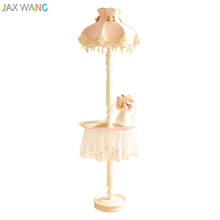 JW European Style Princess Fabric Lampshade Floor Lamps Wood Stand Lamp for Living Room Girl's Bedroom Indoor Lighting Fixtures 2024 - buy cheap