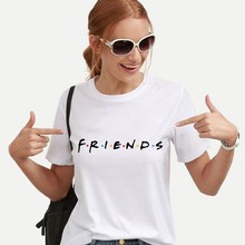Женская футболка с надписью «FRIENDS», Повседневная тонкая футболка в стиле Харадзюку, забавная футболка для женщин, 2019 2024 - купить недорого