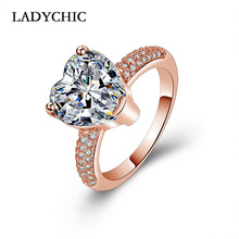 Ladychic joia estilosa em forma de coração, grande zircônia, anel de promessa, casamento, noivado para mulheres, bijuteria feminina lr1038 2024 - compre barato
